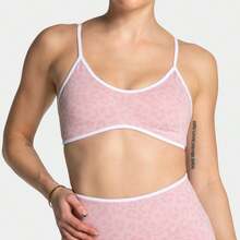 New Leopard Print Contrasting Color Trim Yoga Bra, Shockproof Sports Tank Top, Outdoor Back-Beautifying Fitness Underwear - Black - View 7