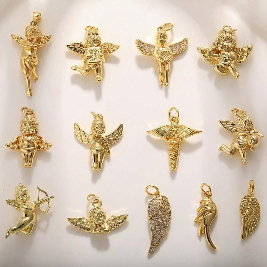 1个铜质13款天使翅膀吊坠,可DIY手链、项链、脚链饰品,适合作为情人节、复活节、母亲节礼物,也可作为送给亲朋好友的精美吊坠。 - 彩色 - 查看 1