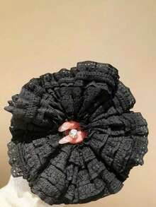 2pcs/1pc Elegant Lace Hollow Sausage Shaped Hair Accessories, Crispy Texture, Black And White, Multifunctional, Silky Smooth, Floral Pattern Decor, Soft And Durable, Suitable For Women. It Can Be Used As Hair Clips, Hair Ties, Ponytail Holders, Headbands. Great Gift For Mom Or Girlfriend.,Beach,Travel - Multicolor - View 12