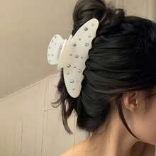 1个新款韩版奢华水钻发爪，优雅简约百搭发爪，后脑勺盘发配饰，女士夏季发夹沙滩发卡度假发夹 - 彩色 - 查看 2