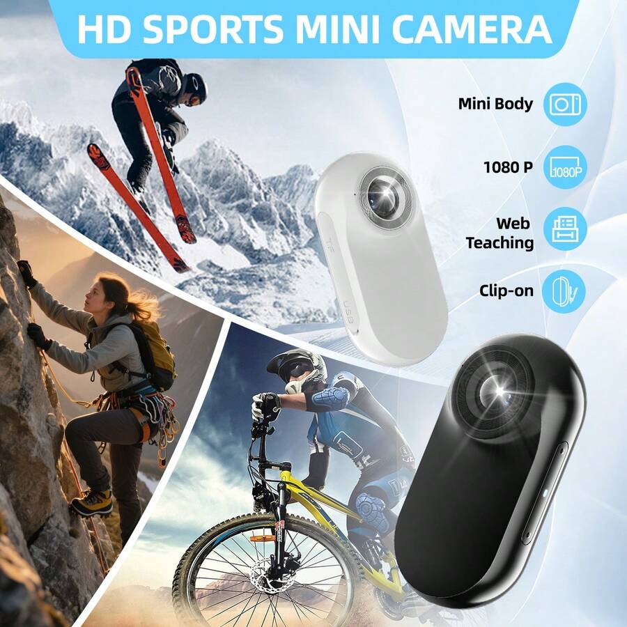 Kamera Saku Olahraga, Kamera Tubuh Aksi Mini yang Dapat Dipakai, Kapasitas Baterai 350mAh, Kamera Tubuh Perekam Bebas Genggam Seukuran Jempol, Kamera Portabel Dapat Dipasang Di Mana Saja, Cocok Untuk Jalan-jalan Bersama Hewan Peliharaan, Bekerja, Bepergian, Berlari - View 1