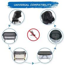 Màn chống muỗi màu đen cho xe đẩy em bé, màn chống muỗi cho nôi em bé, màn chống muỗi che phủ toàn diện cho xe đẩy em bé, màn chống muỗi lưới mật độ cao màu đen co giãn. - màu đen - Xem 5