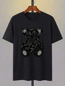 100% Pure Cotton, Breathable And Gentle On The Skin. Classic Crew Neck Design, Slim Fit, And Flattering For All Body Types. Fashionable Print With A Minimalist Style And High-Quality Finish. Unisex Design Perfect For Matching Outfits, Ideal For Everyday Wear, Dates, Leisure, And Streetwear – Versatile And Timeless. - 黑色 - 查看 2