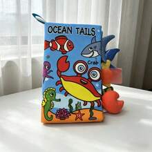 柔软卡通布书玩具，男女通用，内置发声纸片，3D毛绒尾巴，经久耐用的互动布书玩具，适合作为新生儿礼物 - 彩色 - 查看 12