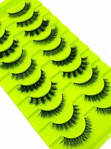 10 Pairs Soft & Fluffy Curly Cat Eye Lashes, 3D Faux Mink False Eyelashes, Natural Handmade Thick Fake Lashes For Makeup - Natural Lashes - View 3