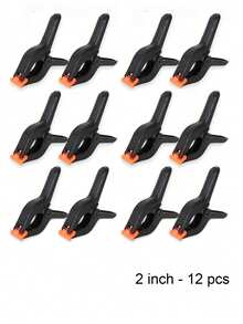 Clip de plástico de 2 pulgadas, clip pequeño para telón de fondo, pinza de resorte resistente, adecuado para manualidades, soporte de telón de fondo, carpintería, estudio de fotografía, negro - A - Ver 9