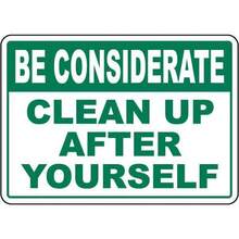 [2D Flat] Please Clean Up Trash Sign - Heavy Duty Metal Tin 8X 12inch  Habitual Sign, With Pre-Drilled Holes, For Maintaining Cleanliness, Suitable For Home, Office, Bathroom - / Use - 1PC - View 1