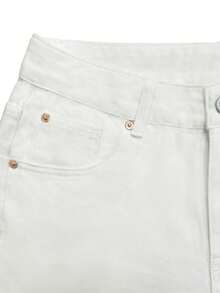MYOURSA Quần jeans ống rộng cạp thấp màu trắng, phong cách đường phố cổ điển rách rưới mang hơi hướng Y2K. - trắng - Xem 5