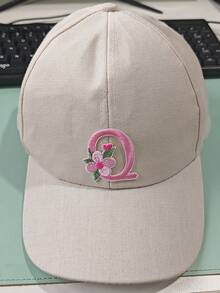 1 pieza Gorra de béisbol ajustable con flor y letra para niñas de 3-16 años, sombrero de sol con visera ajustable para deportes al aire libre, uso casual diario - Beis - Ver 6