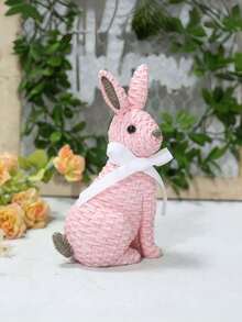 1 Set de Figura Tejida de Conejo (Incluye Cinta Blanca) - Diseño de Conejo Adorable, Adecuado para Colocar en la Sala de Estar o el Balcón para Crear una Atmósfera Cálida y Encantadora, Opción Popular para la Decoración del Hogar de Moda, Se Puede Usar para Crear Decoraciones Únicas para Interiores y Exteriores. Decoración de Pascua, Regalo de Pascua. - A - Ver 9