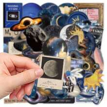 50pcs Space Themed Stickers For Scrapbooking, Diary, Planner, Card, Envelope, Luggage, Skateboard, Phone, Tablet, Toilet, Bathroom - Space - View 3