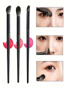 Bộ 3 cọ tán phấn mắt màu đen, cọ highlight và pha màu chính xác, cọ vẽ chi tiết phấn mắt, cọ trang điểm, dụng cụ trang điểm - màu đen - Xem 2