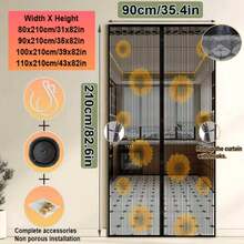 Magnetic Mosquito Net Door Curtain, Summer Mesh Screen Door For Home, Bedroom, Kitchen, No Drilling Required - Sunflower - View 2