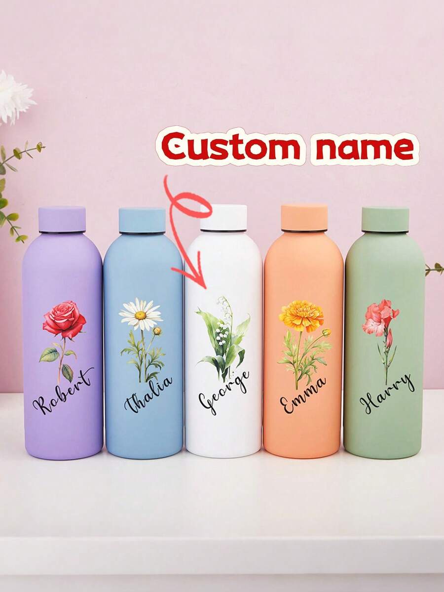 1個客製化雙層不鏽鋼咖啡杯 運動水壺 500ml/17oz 可客製姓名保溫隨行杯 真空保溫瓶