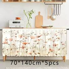 1 pieza Mantel corto de felpa de poliéster con estampado floral colorido, cortina colgante conveniente para gabinetes de cocina, decoración ideal para el hogar en la cocina, lavandería, armarios de almacenamiento, también se puede usar como cenefa de ventana - Multicolor - Ver 15