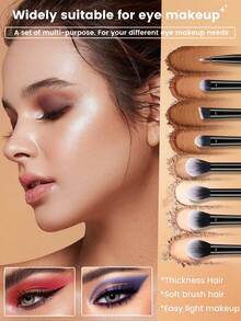 24件套化妆工具套装包含：20套化妆刷、3个三角粉扑和1个天鹅绒收纳袋 - 黑色 - 查看 2