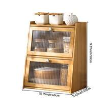 LIVINGANDHOME 1/2 Tiers Bamboo Bread Storage Cabinet,Bread Storage Box,Bread Storage Container For Kitchen Countertop - Natural Wood - View 13