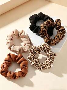 Serie multicolor de dopamina del colon, resaltando el cabello, fresco y lindo, serie de frutas coloridas, accesorios de cabello y scrunchies de tela versátiles, scrunchies de estampado de leopardo, moños de cabello, lazos de cabello - Multicolor - Ver 3