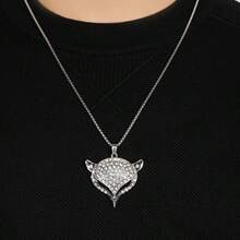 Collar sencillo para hombre, nueva colección de primavera. Collar de mujer con estilo de moda personalizado, colgante de zorro con diamantes incrustados, cadena larga de suéter como regalo para ti mismo - Multicolor - Ver 1