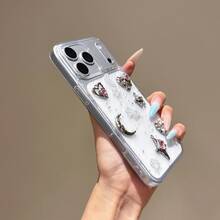 1pc Creative Star & Moon Retro Epoxy Phone Case, Suitable Compatible With Apple 17 Pro Max, 17, 16, 15, 14, 13, 11, 12 Pro Max/Pro, Shock-Proof & Anti-Fall Protective Cover - Clear - View 4