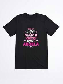 Camiseta Negra con Estampado Eres la Mejor Mama y Una Super Abuela para Regalo de Madre - Negro - Ver 2
