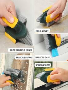 2-en-1 Brosse de nettoyage des fentes, Brosse de nettoyage multifonctionnelle à main, Brosse sans angle mort, Accessoire de maison idéal, Convient pour le nettoyage des fenêtres, des fentes, des cuisinières, des portes, des bacs de lavage - Multicolore - Voir 5