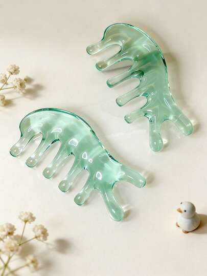 1pc/SetCool And Transparent Toothless Massage Comb With Gradient Color Resin. Multifunctional Massage Comb For Head And Shoulders, Relieving Fatigue, Massage And Scraping. Portable Massage Comb For Daily Use, Home And Travel.