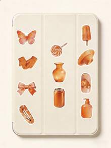 60 piezas Pegatinas estéticas naranja, que contienen elementos de mariposa/macaron/suculenta/teléfono retro, pegatinas decorativas de PVC resistentes al agua adecuadas para funda de teléfono, botella de agua, portátil, cuaderno, equipaje, scrapbook, diario, suministros de oficina, decoración de habitación, pegatinas lindas - Naranja - Ver 8