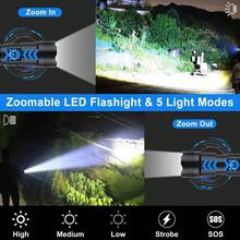 高功率 P50 LED 手电筒，带变焦功能，5 种照明模式，防水应急手电筒，适合露营，采用高强度铝合金制成。 - 多色 - 查看 4