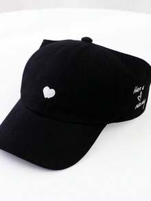 1顶女士爱心刺绣马尾辫开口棒球帽，夏季多功能遮阳帽 - 彩色 - 查看 4