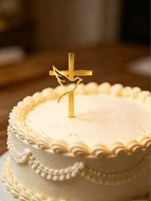 Gold Dove Cross Acrylic Cupcake Toppers, Mirror Acrylic Cake Decorations, Suitable For Christening, Communion, Baby Shower, Birthday, Wedding And Other Occasions - Multicolor - View 6
