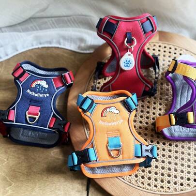 Dog Anti-Pull Harness With 2 Leash Clips, Adjustable Soft Padded, Reflective Oxford Cloth Material, No Choking Pet Vest With Easy Control Handle, Suitable For Large Dogs. No-Pull Dog Harness, Front Clip, Heavy Duty Reflective Design, With Easy Control Handle, Suitable For Walking Large Dogs.