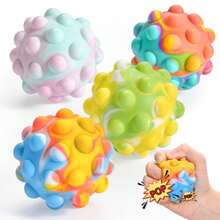 Hot Selling Silicone Bubble Pop Stress Ball – 4-Color Light Ball Squeeze Toy, Soft Gel Fidget For Teens & Adults, Anxiety Relief Decompression Sensory Toy  Description (English): - 彩色 - 查看 9