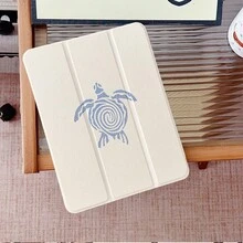1个蓝色海龟印花双面平板电脑保护套，高透明亚克力背壳，带笔槽，多角度磁吸支架，支持自动休眠/唤醒功能，兼容iPad Pro/Air、三星、小米Pad 5/6/7、华为MatePad、荣耀Pad。 - 彩色 - 查看 3