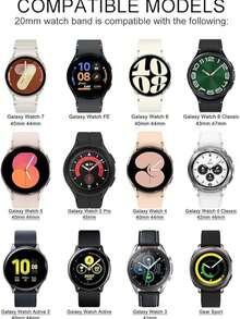 Bộ 8 dây đeo mỏng tương thích với Samsung Galaxy Watch 7 6 5 4 40mm 44mm, Active 2 40mm 44mm, Galaxy Watch FE, Galaxy Watch 4/6 Classic, Galaxy Watch 5 Pro, dây đeo silicon mềm 20mm dành cho nam và nữ - Galaxy Watch 3/4/56-20mm - Xem 2