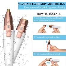 Eyebrow & Facial Hair Removal For Women, 2 In 1 Rechargeable Eyebrow Trimmer & Face Shaver, Painless Electric Facial Eye Brow Razors Epilator With Built-In LED Light -Perfect For Face, Lips & Body - White - View 2