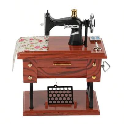 1pc Retro Vintage Classical Sewing Machine Mechanical Wound Music Box, Home Decor, Mother's Day/Birthday/ Gift Birthday Gifts Graduation