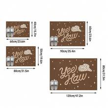 Thảm chùi chân kiểu Mỹ cổ điển tối giản với họa tiết ngôi sao và mũ cao bồi, thích hợp cho phòng tắm, nhà bếp, lối vào, hành lang, đầu giường, phòng khách, phòng ngủ. Thảm giả len mềm mại, có thể giặt máy, trang trí nhà cửa. - P - Xem 3