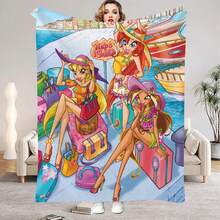 W-WinxC-ClubBlanketwithBeautifulWomenPrintFlannelBlanketforHomeLivingRoomBedroomDecorationNewYearChristmasGift(24) - White - View 1