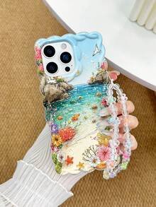 Mặt dây chuyền hình sóng bện hoa trong suốt có thể tháo rời, ốp lưng điện thoại dày dặn, chống sốc, thời trang tối giản, tương thích với iPhone 17/17 Pro, 15 Pro Max, 16/16 Pro/16 Pro Max, 16 Plus, 15 XR, 7/8, 15 Pro Max, 12 Pro Max, 13 Pro Max, 14 Pro Max, 13, 14, 11, 12, 14 - Nhiều màu - Xem 1