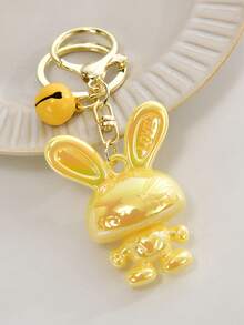 Lindo llavero de conejo de orejas largas de dibujos animados y colorido, colgante de figurita brillante, accesorio de campana femenina, dije para bolso, anillo creativo para llaves de coche, pequeño regalo - Multicolor - Ver 5