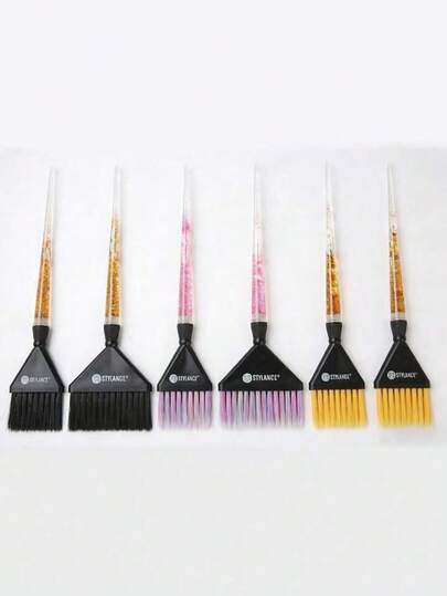 1pc Stylance Professional Hair Salon Hair Dye Tool, Soft Nylon Hair Coloring Brush In Large/Medium/Small Size, Black & Gold Color