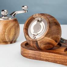 1 pieza/2 piezas/3 piezas Molinillo de pimienta y sal de uso múltiple, molino de molienda manual con núcleo de cerámica, molinillo de pimienta redondo mini, herramienta de cocina - Marrón - Ver 5