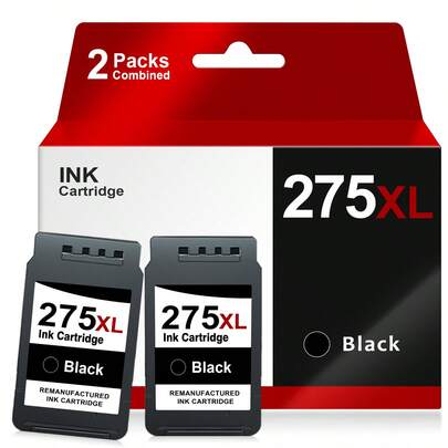 2PK PG275XL Black Remanufactured PG-275XL PG 275 Ink Cartridge Compatible For Cannon 275 TS3520 TS3500 TS3522 TR4720 TR4700 TR4722 Printers(2 Black)