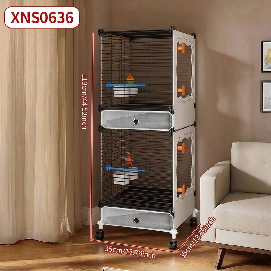 Multi-Layer Bird Cage With Rollers And Removable Tray, Suitable For Tiger Parrots/Cockatiel, Small Bird Cage With Side Door For Easy Cleaning - Assembly Type - View 1