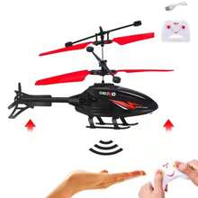 Avión de Control remoto resistente a choques, helicóptero de inducción, Dron suspendido de modo Dual, juguete con iluminación - Azul - Ver 1