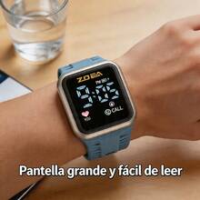 ZOEA Sports Smartwatch With Breathable Perforated Strap + Square Touchscreen + Fitness Style + Daily/Sport Use + Smartwatch - 天藍色 - 查看 4