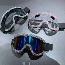 Full Decor Skiing Goggles Windproof Cycling Motorcycle Goggles Winter Anti-Fog Snowboard Ski Glasses Ski Goggle Fashion Glasses Party Shades Accessories Halloween Beach Accessories Glasses Shades - Black - View 1