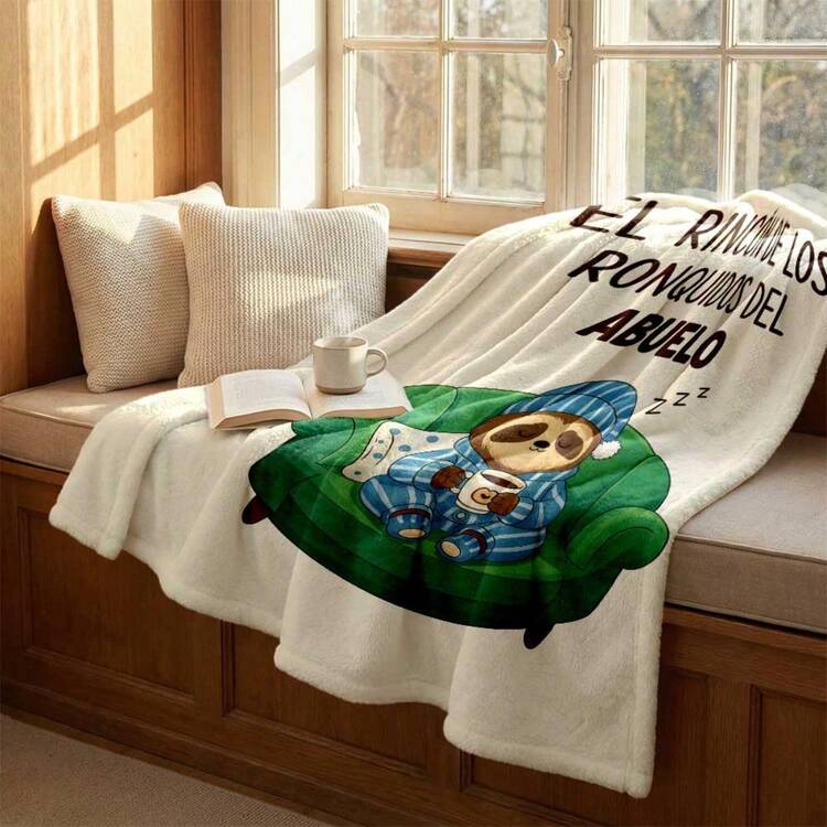 Super Cute Quilted Blanket, Featuring Adorable Sloth And Sofa Design. This Machine Washable Blanket Is Suitable For All Seasons And Versatile For Various Uses. - Multicolor - View 2