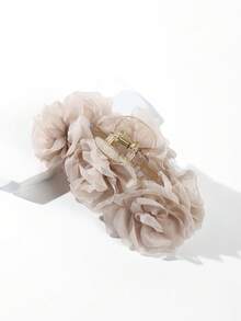 1pc Women's Solid Color 3D Ruched Mesh Rose Flower Hair Clip, Suitable For Daily Wear And Party Occasions,Festival,Birthday - Multicolor - View 2